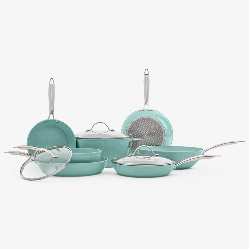 Max Kalorik + Batería de cocina Jade Chef + Cuchillos multicolor