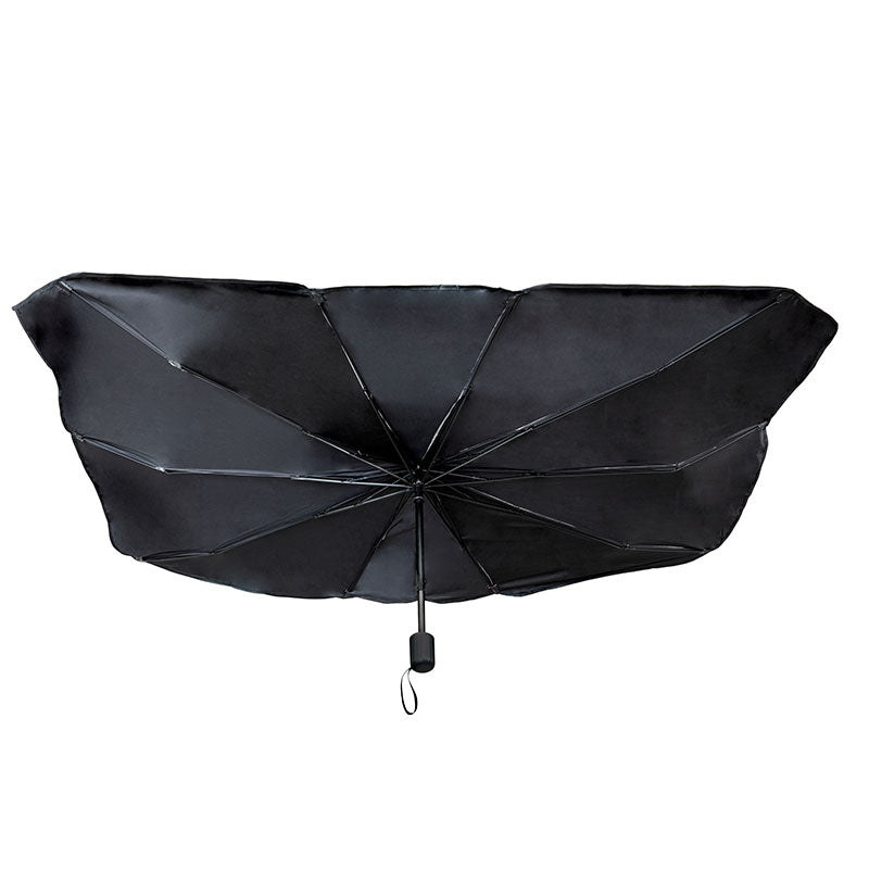 Este parasol para coche con diseño de paraguas se abre y se cierra