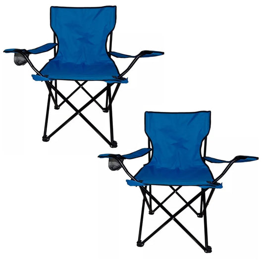 2 Sillas Plegables Camping para Exteriores con Funda (Azul)