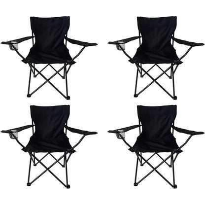 4 Sillas Plegables Camping para Exteriores con Funda (Negro)