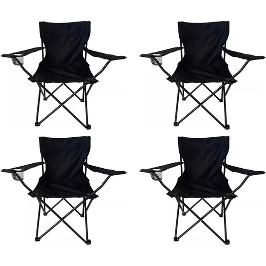 4 Sillas Plegables Camping para Exteriores con Funda (Negro)