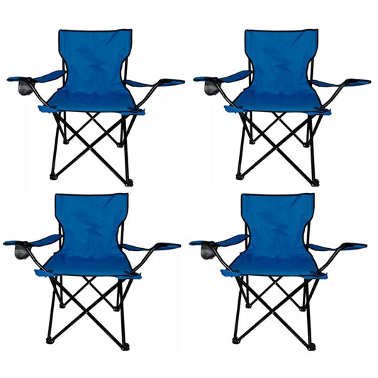 4 Sillas Plegables Camping para Exteriores con Funda (Azul)