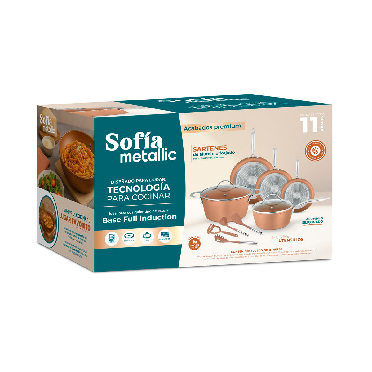 Batería de cocina Sofía Metallic 11pz  Antiadherante
