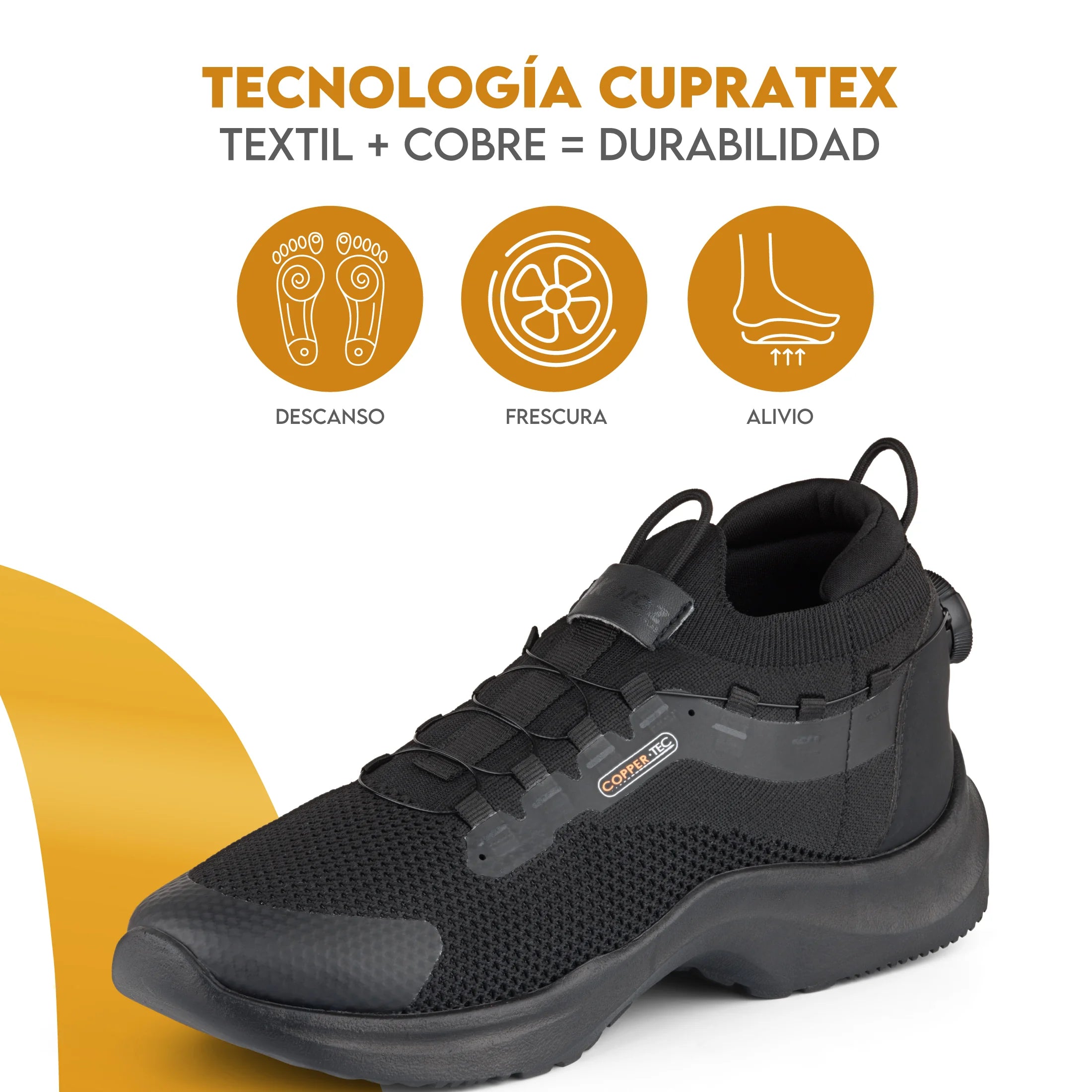 Calzado Antiderrapante KiProz con Tecnología de Cobre Color Negro