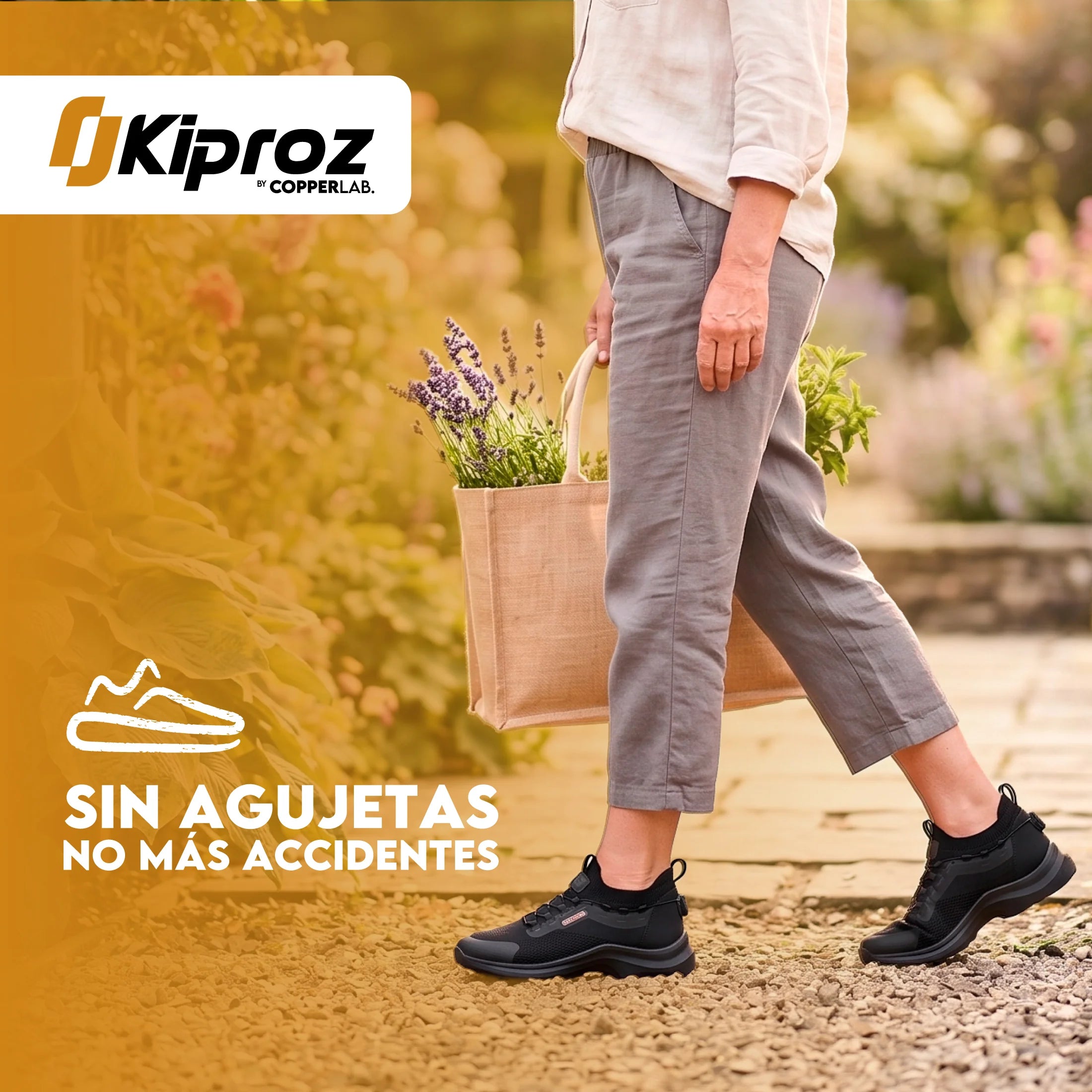 Calzado Antiderrapante KiProz con Tecnología de Cobre Color Negro