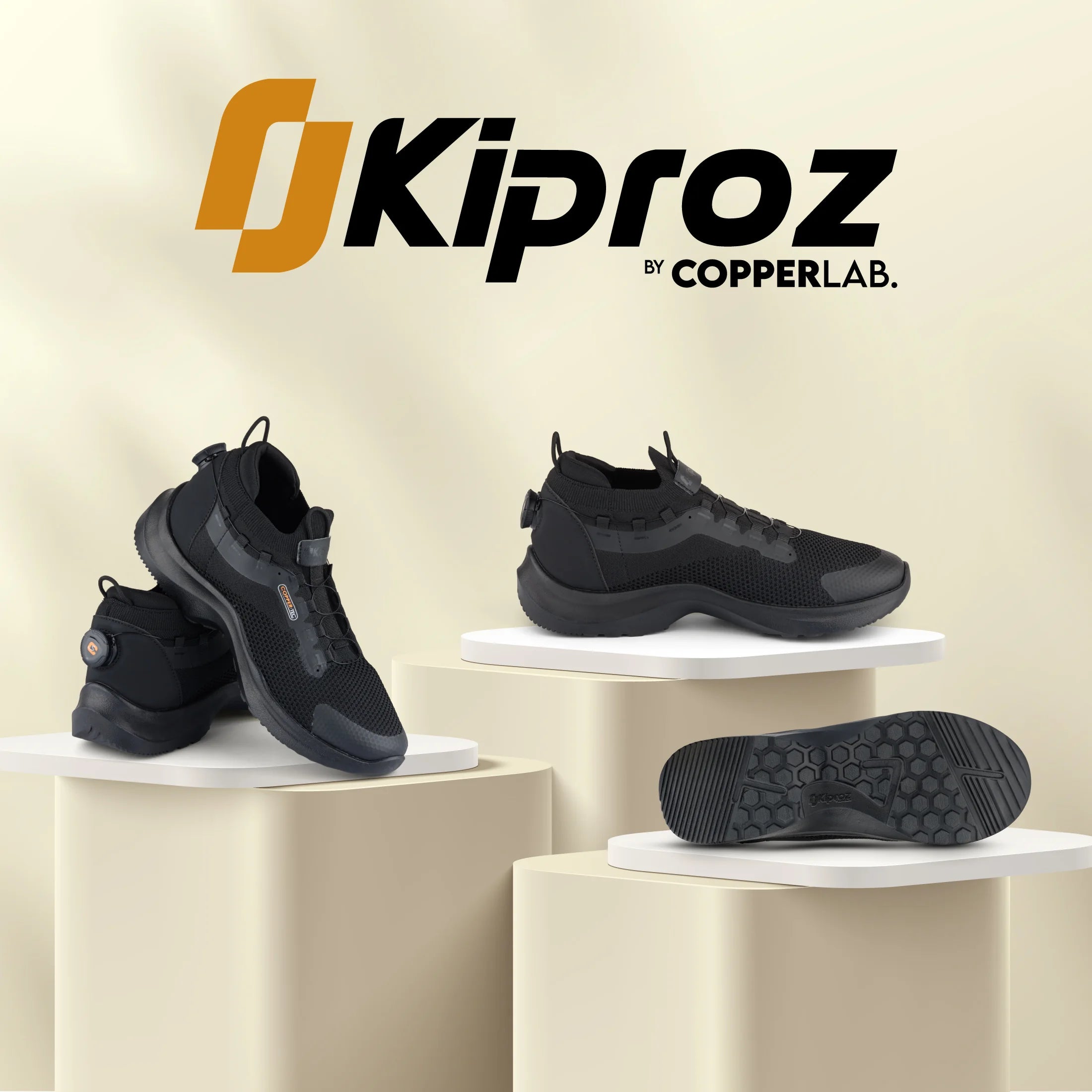 Calzado Antiderrapante KiProz con Tecnología de Cobre Color Negro