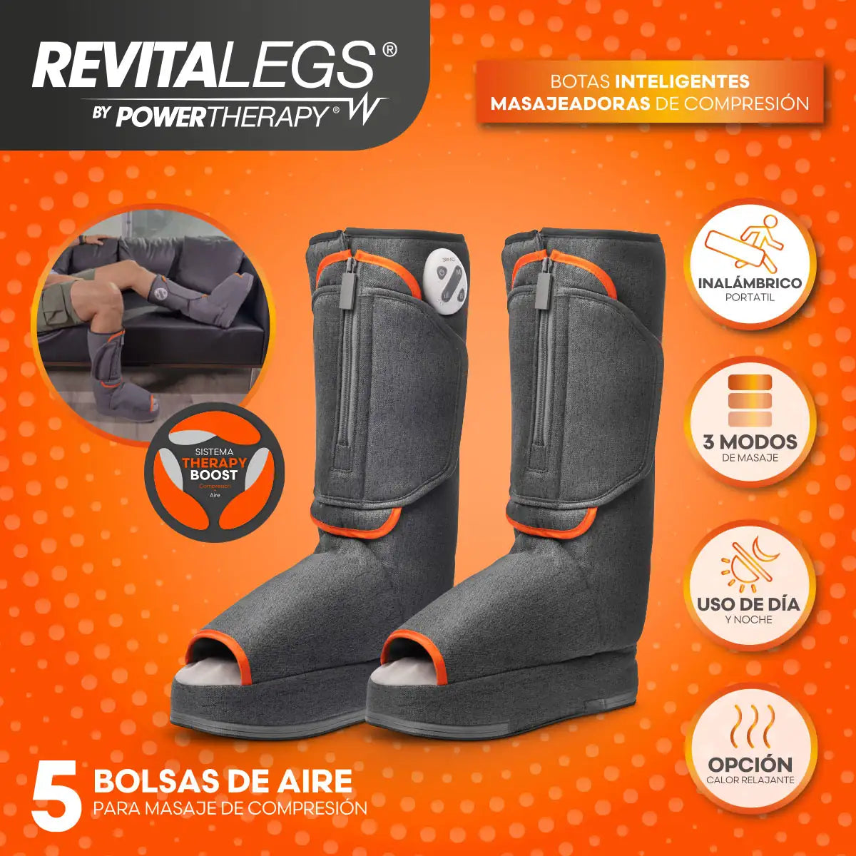 Botas masajeadoras inalámbricas RevitaLegs by Power Therapy