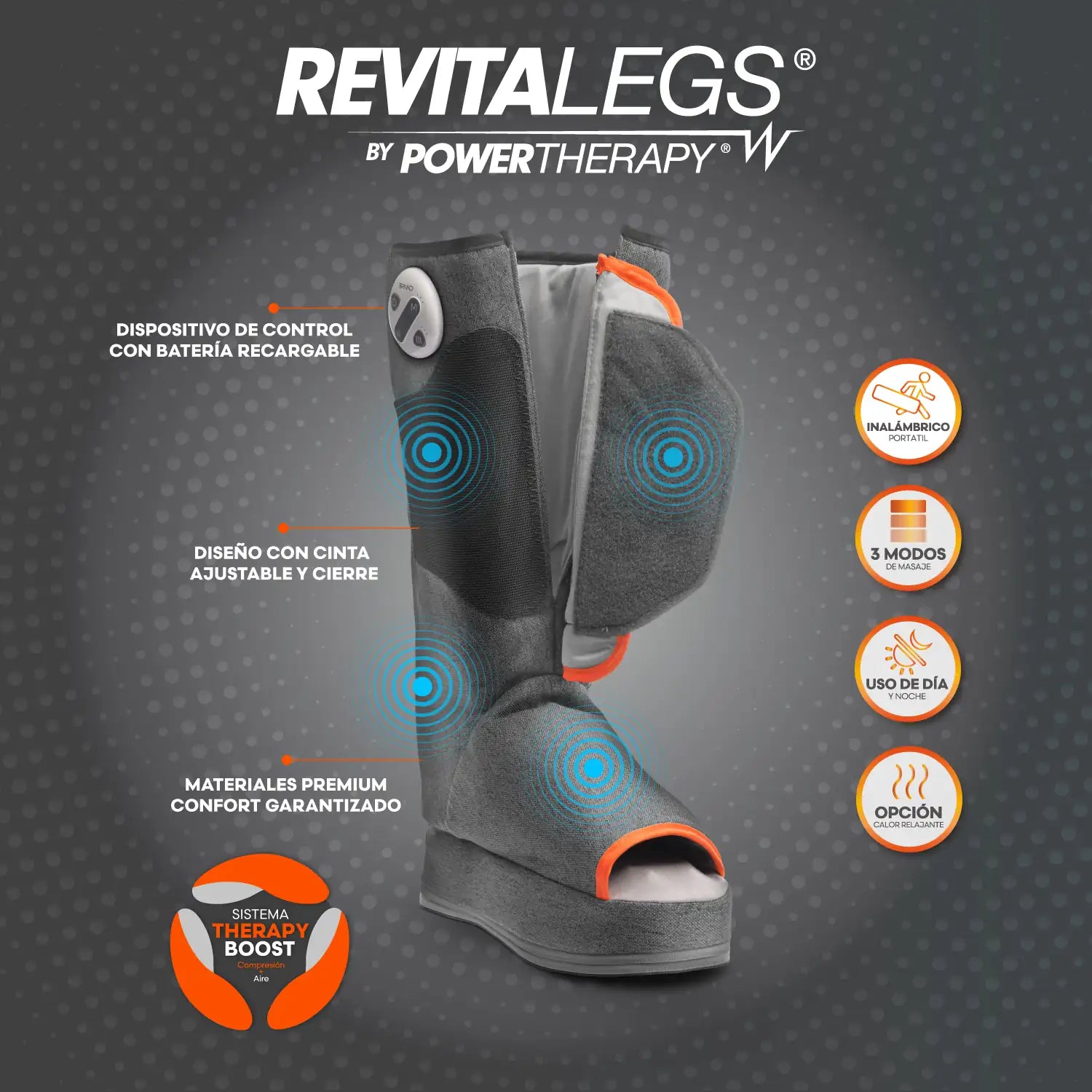 Botas masajeadoras inalámbricas RevitaLegs by Power Therapy