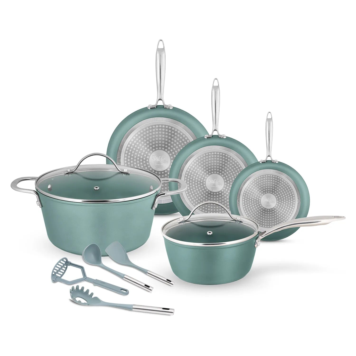 Batería de cocina Sofía Metallic Verde 11pz