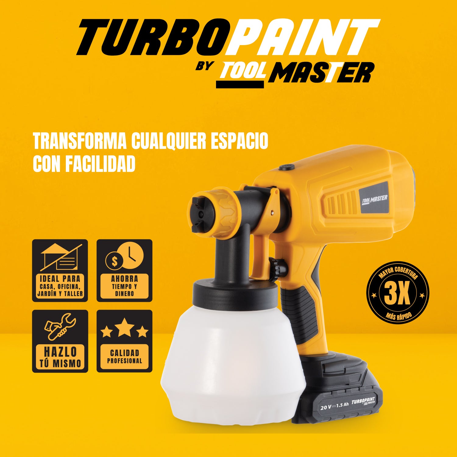 Turbo Paint - Pistola para Pintar Inalámbrica by Tool Master - Kit 16 piezas