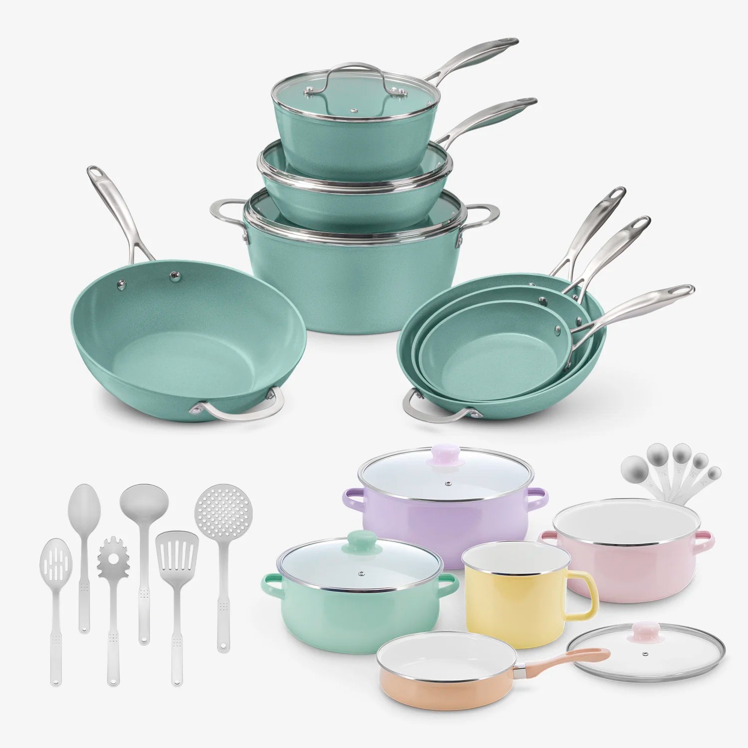 Batería de Cocina Jade Chef + Sofía Colors 30 Piezas