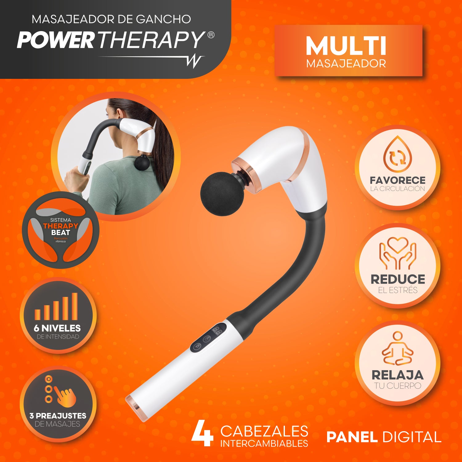 Masajeador de percusión en forma de gancho Power Therapy