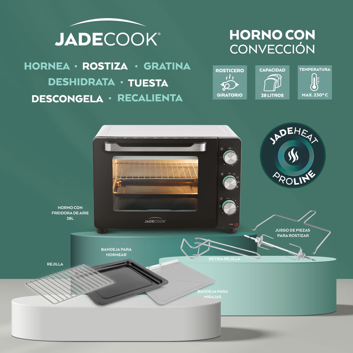 Horno de convección 28 litros Jade Cook