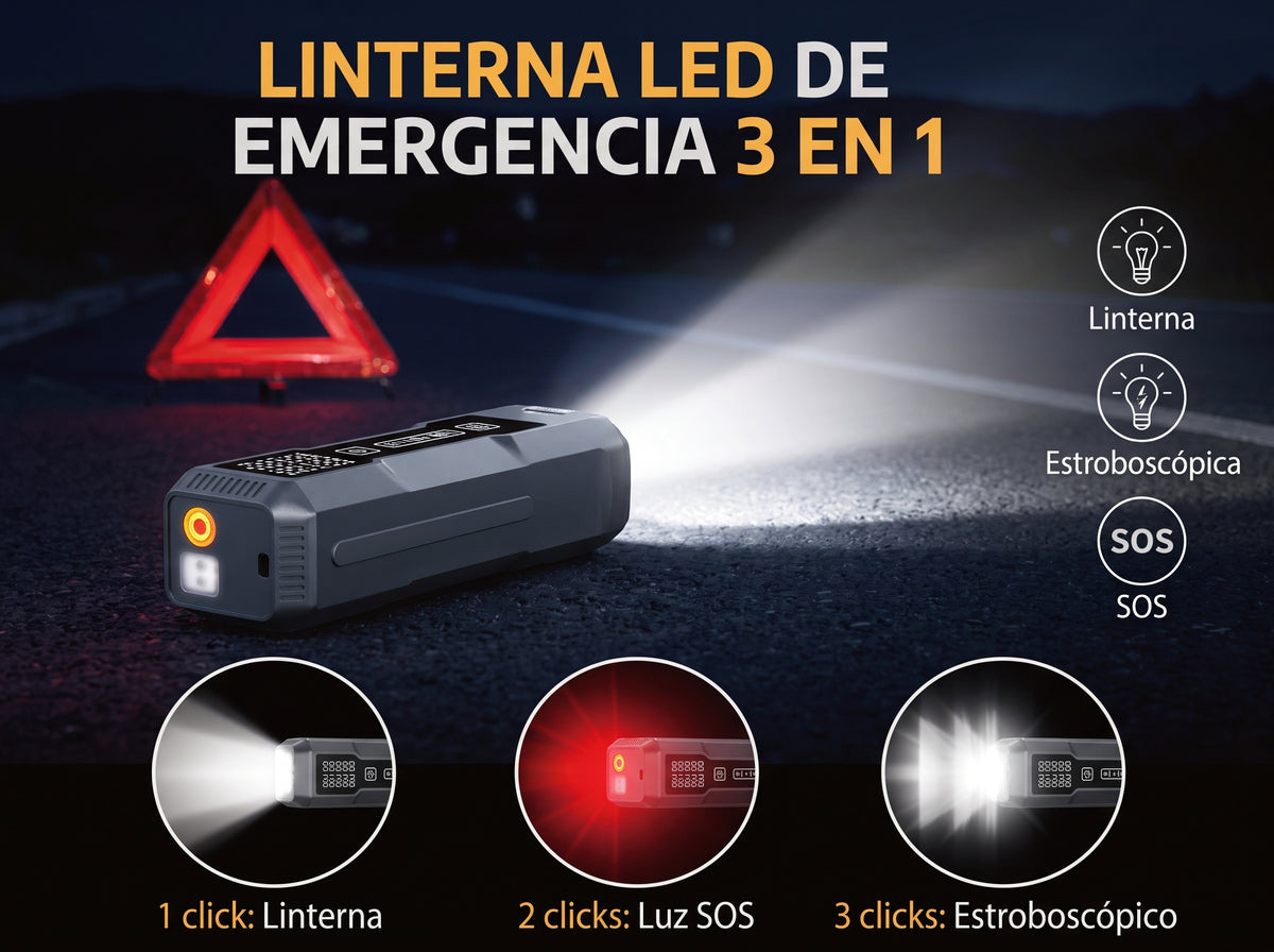 Arrancador de Batería para Auto 4 en 1 Power Up by Tool Master con Inflador y Aspiradora