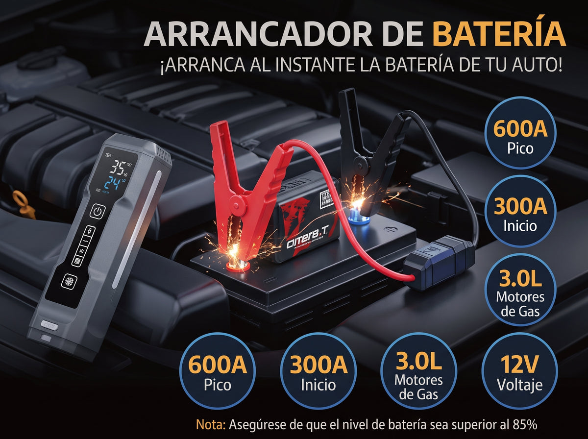 Arrancador de Batería para Auto 4 en 1 Power Up by Tool Master con Inflador y Aspiradora