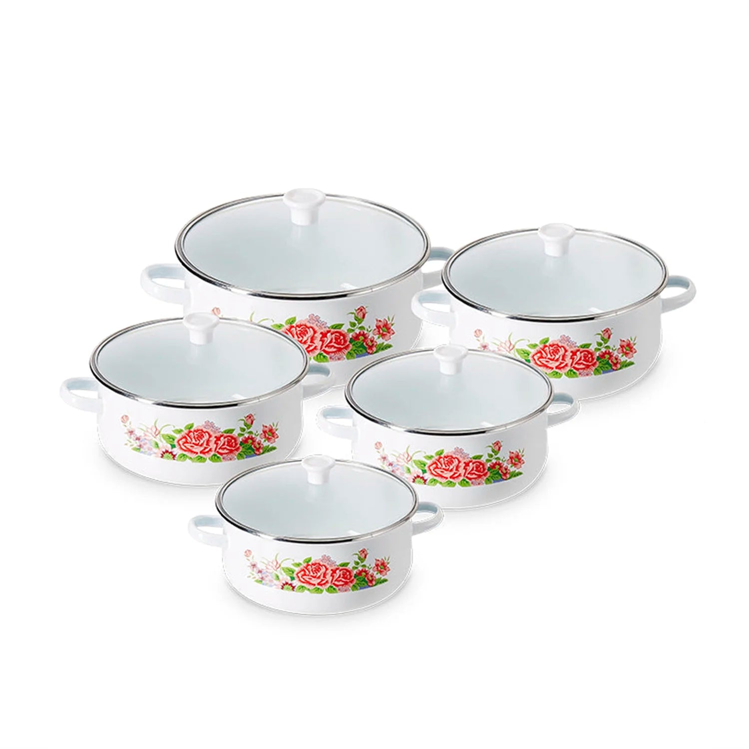 Batería de cocina Sofía Flowers 10 piezas + Set 12 cucharas