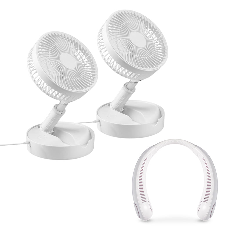 2 Ventiladores plegables My Fold Away + Ventilador de cuello